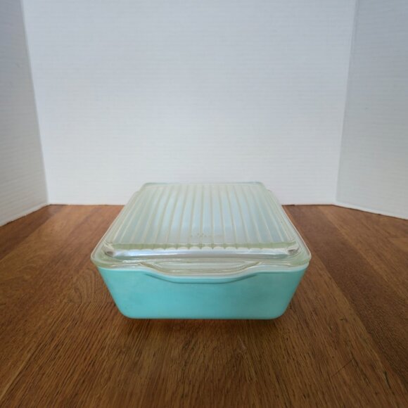 Vintage Pyrex 503 Turquoise Fridgie Aqua Refrigerator Dish w/ Ribbed Lid 1.5 Qt - Picture 4 of 8